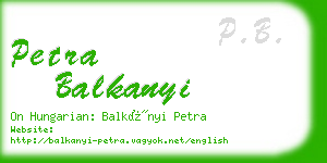 petra balkanyi business card